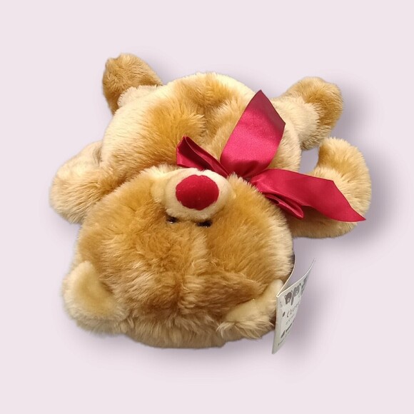 Vtg Cherry Nose Lil Hairy Beary Brown Teddy Bear Plush Tissue Holder Comfort - Picture 6 of 13